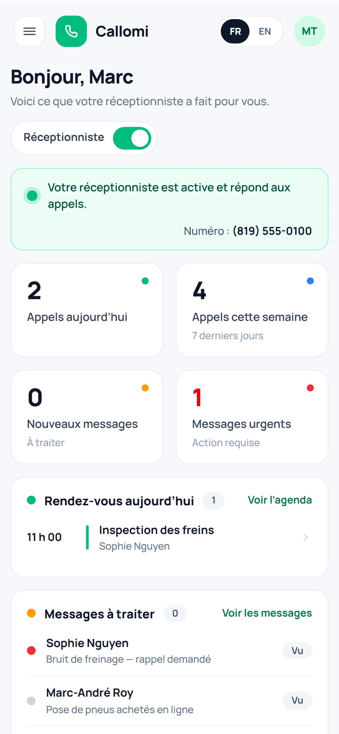 The same dashboard on a phone